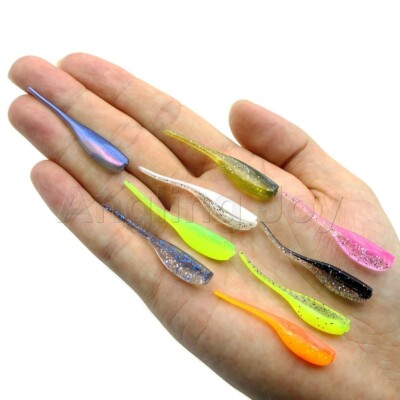 Pack of 50 Crappie Bait Needle Tail Soft Fishing Lure Worm Grub Maggot Sunfish
