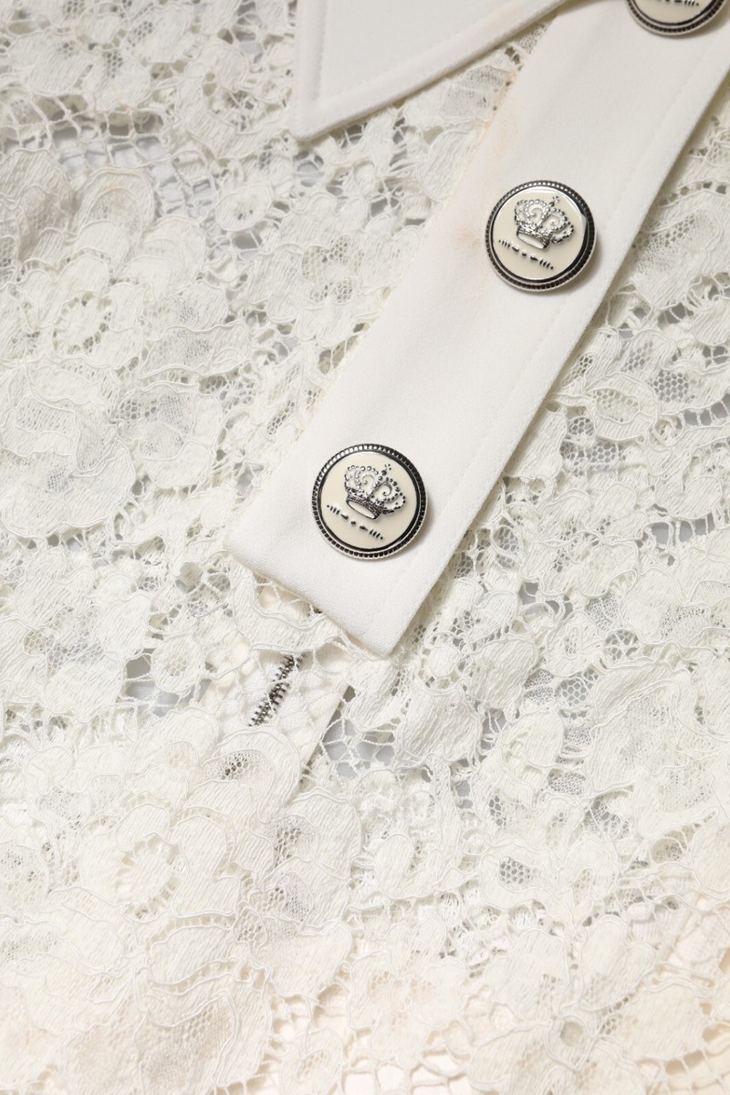 D&G Dolce & Gabban ホワイトレースドレス DOLCE & GABBANA Dress White Floral Lace Long Sleeves Shift