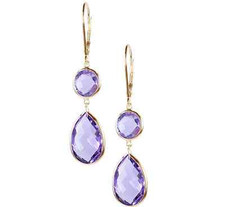 14k Yellow Gold Amethyst Dangle Earrings With 8 Mm  10 15 Mm