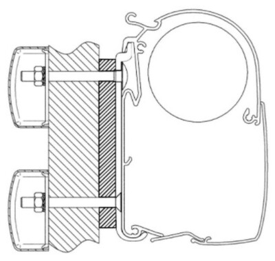 Adapter Dethleffs Globebus für Omnistor 5003 und 5200 mit Markisenlänge 4 m