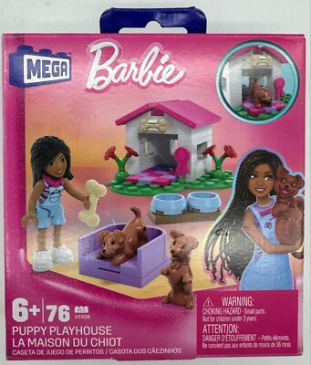Mega Bloks Barbie Set ~ Puppy Playhouse HTK08 ~ 6+ ~ 76PCS ~ SEALED ~ FAST SHIP