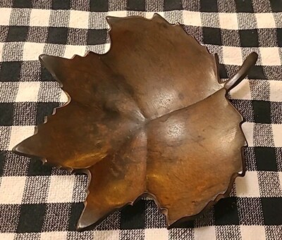 Metal Maple Leaf Trinket Candy Dish Copper Harvest Fall Decor Department 56India