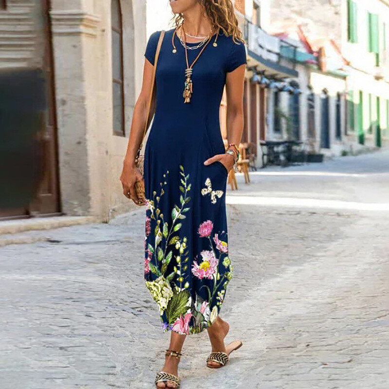 boho t shirt dress Dresses T-shirt Dress Maxi Sundress Summer Sleeveless Beach Holiday relaxed dress inspired by