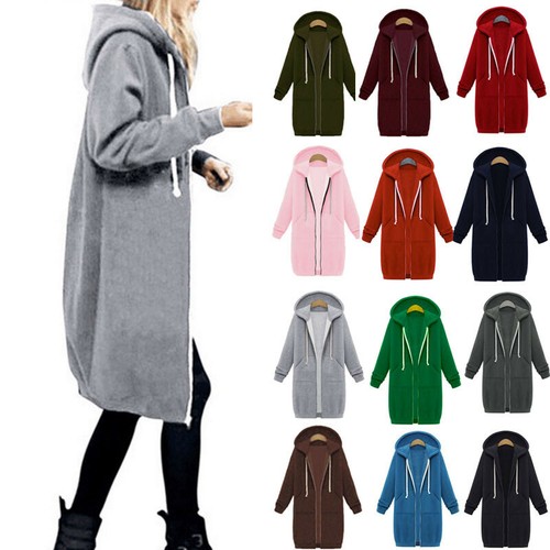 UK Womens Long Sleeve Zipper Hooded 