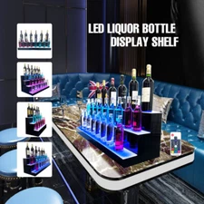 2/3/4 Tiers LED Lighted Shelf Illuminated Liquor Bottle Display Stand Bar Pub