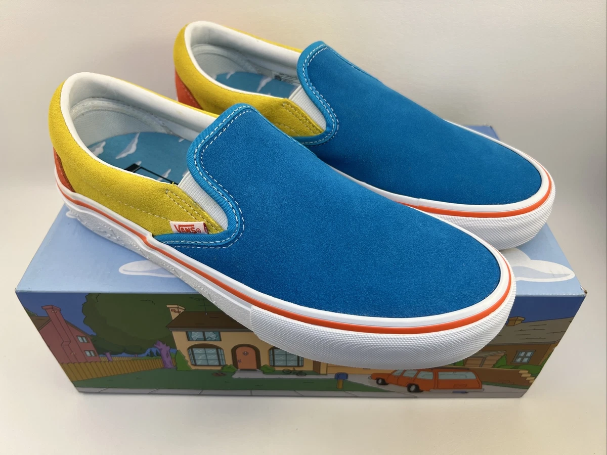 Vans x The Simpsons Slip On Pro Blue Yellow Mens Size 9.0 New with