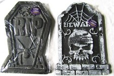 2-Piece 17" Tall Halloween Foam Graveyard Tombstones. New.