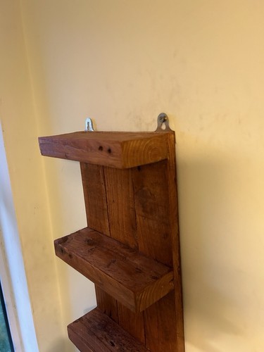 Rustic Wooden Shelves Wood Shelving Display Shelf Wall Mounted 4 Tier hanging - Picture 4 of 4