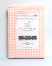 The Farmhouse Standard Set of 2 Cotton Pillowcases PINK  WHITE GINGHAM