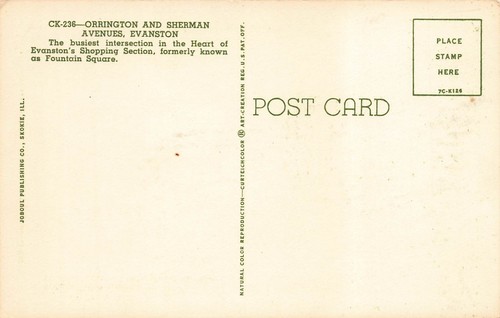 EVANSTON IL ORRINGTON AND SHERMAN AVES 1957 POSTCARD 081925 U - Picture 2 of 2
