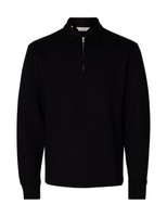 Selected MEN Herren Slhemanuel Soft Polo Zip Sweat Noos, Black, S