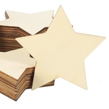 15mm Wooden Stars, 100 Pack Unfinished Wood Stars Blank Wooden Cutouts