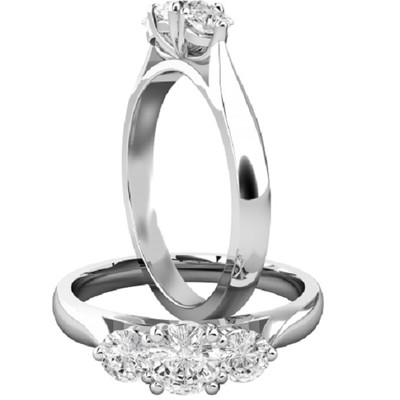 14K White Gold Round Cut Lab Grown Diamond Engagement Ring for Women 0.9CT