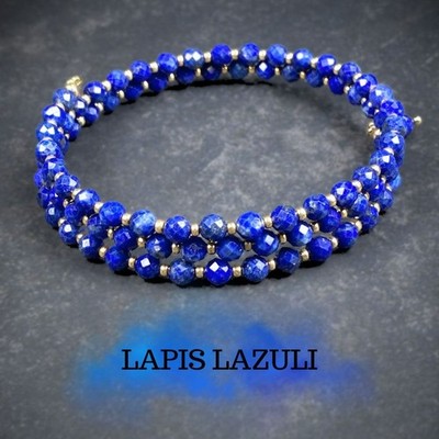 Lapislazuli - Memory Wire - Wickelarmband - blau - echte Edelsteine - BMW121