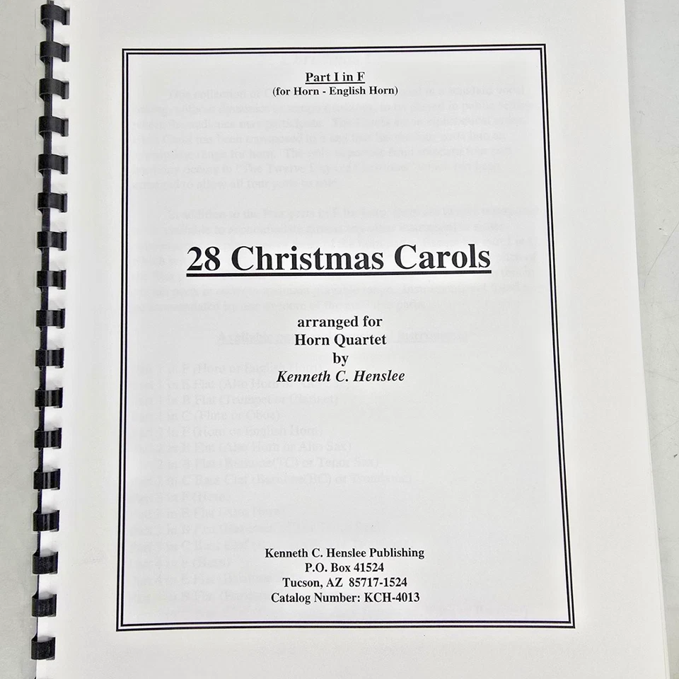 28 Christmas Carols for French Horn Quartet Parts I-IV in F Music Book Scores - Image 2 of 4