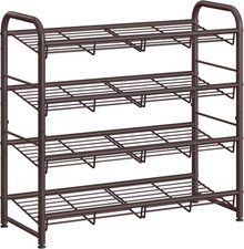 SONGMICS Stackable Shoe Rack, 4 Tier Metal Shoes Rack Storage Shelf, Holds up to