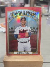 Peefect .NELSON CRUZ RED CHROME PARALLEL #d  273/372 ⚾ 2021 Topps HERITAGE TWINS