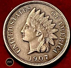 1907 Indian Head Penny - Sharp LIBERTY & 4 Diamonds Visible -XF Detail JC 200