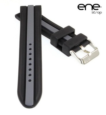 Premium ene strap Silikon Uhrenarmband Modell 105-Edition schwarz-grau 20 mm