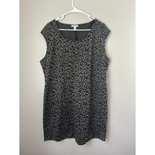 Nine West Leopard Print Dress Sleeveless XXL Plus Size Animal Print Shift Dress