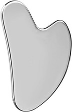 Stainless Steel Gua Sha Facial Tool for Face Body Neck Massage Silver with Pouch