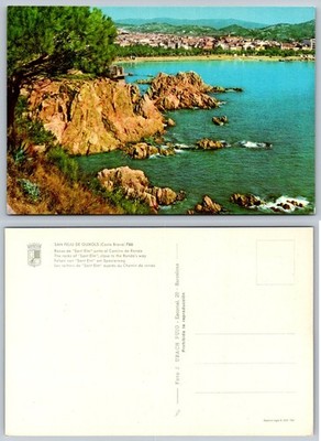 Sant Feliu de Guíxols Costa Brava Spain ''Sant Elm'' Rocks Vintage Postcard 1961