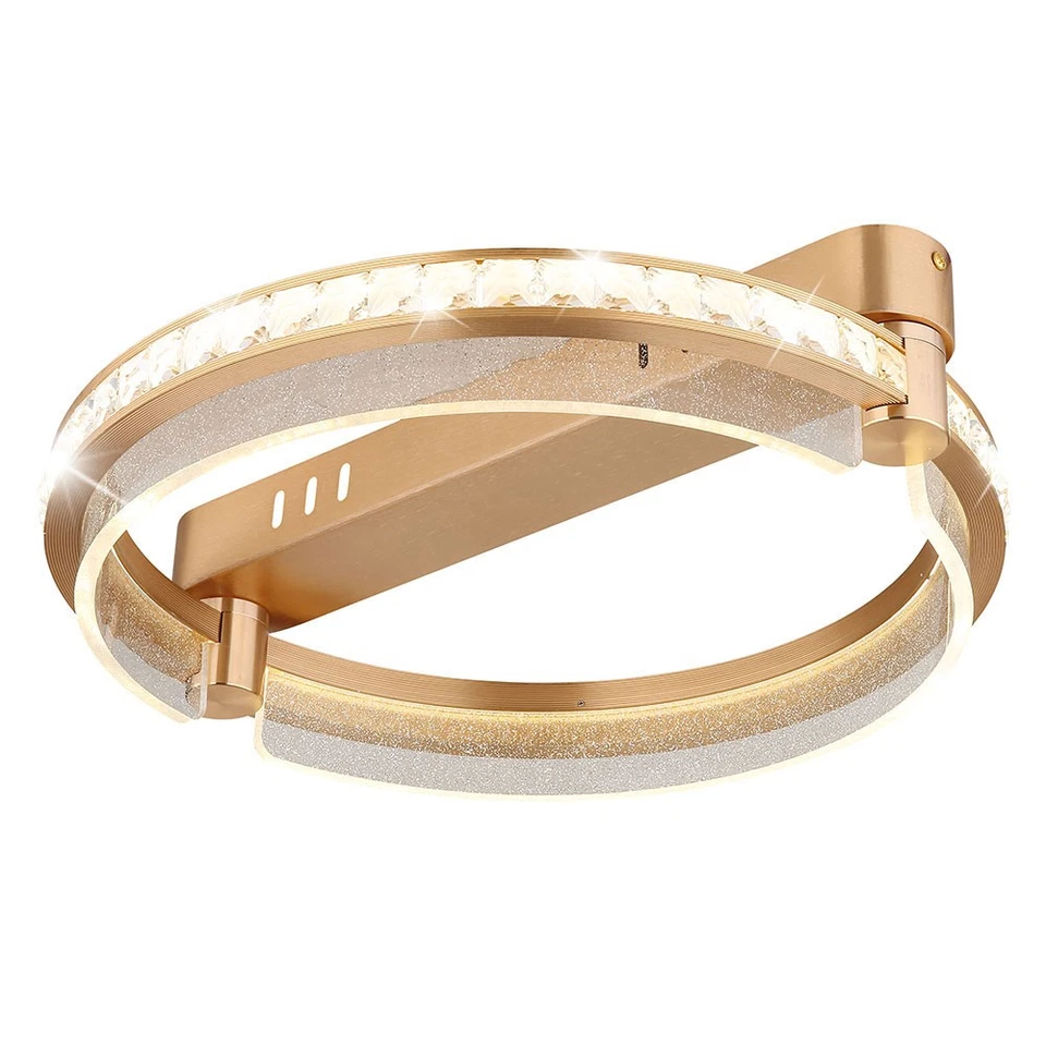 Plafoniera Lampada di Cristallo Dimmerabile Telecomando Oro LED D 40 CM - Immagine 2 di 4