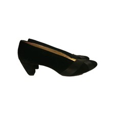 Walter Steiger Vintage 80s Black Suede Low Heel Pumps Size 7 AA