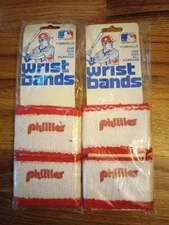 2 NEW VTG Terry Cloth Wrist Sweat Bands Philadelphia PHILLIES OFFICIALLY LICENSE
