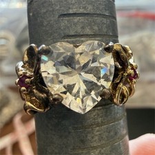 Signed MONET Heart Statement Cocktail Ring – Size 7 – 8 Grams 925 STERLING VTG 