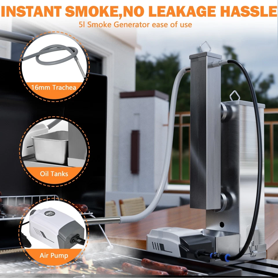 Generador de Humo Frío Minneer 5L Acero Inoxidable Ahumador Caliente Ahumador Pellets Barbacoa Foto 4 de 4