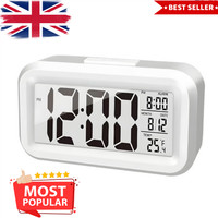 LED Digital Alarm Clock Bedside Snooze Time Temperature Night Mode Large Display