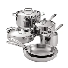 Signature Tri-Ply Clad Stainless Steel 10-Piece Cookware Set with Lids, Pots ...