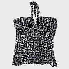 Old Navy Womens Large Swim Tankini Top Black White Pattern Halter NEW NWT