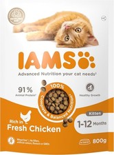 IAMS Kitten Dry Cat Food Chicken 800g Complete Nutrition for Healthy Growth 6.75 per kilo