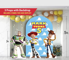 Telón de fondo Toy Story, recortes Woody, Jessie & Lightyear, decoración de fiesta