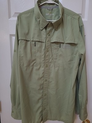 Cabela's Mens Guidewear Fishing Shirt Green UPF  LONG Sleeve Vented SIZE XL