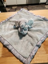 Carters Gray Elephant Plush Lovey Security Blanket Eyes Closed Satin Trim