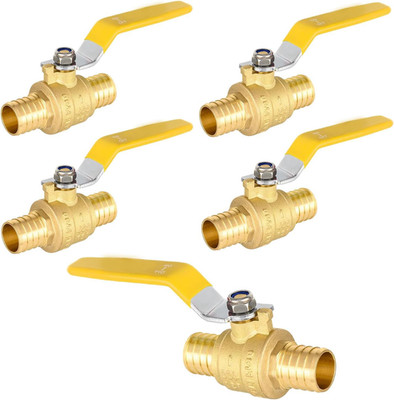 5-Pcs PEX Ball Valves 1-Inch Brass Crimp Hot Cold Water 1/4 Turn Full Port