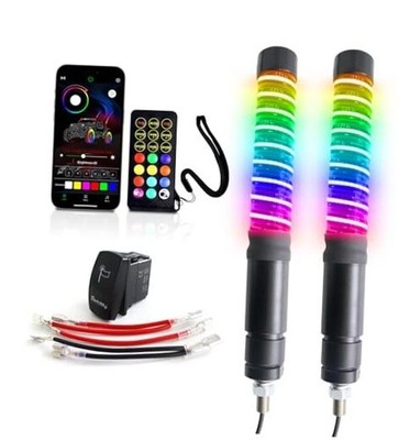  2PCS COB Fat Whip Lights, App & Remote Control LED Whip Lights for Side by 1FT