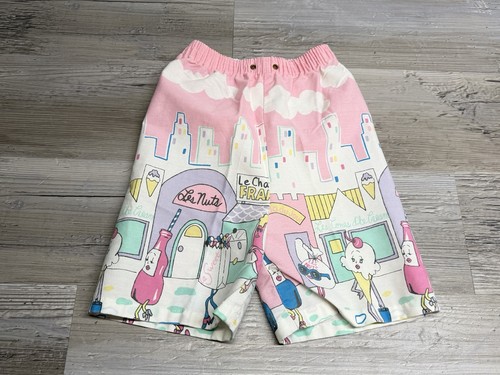 Vintage 80s 90s Girls Shorts Pastel Euro Cafe City Novelty AOP Andover Togs Sz 6
