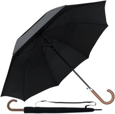 60MPH Windproof Large Heavy Duty Umbrella for Rain and Wind - Strong Black