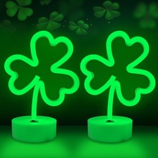 2 Pack Clover Neon Signs, LED Lights Battery Operated or USB Powered Decorati...