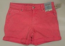 NWT Cat  Jack Shorts Girls Pink Adjustable Waist Stretch Denim Shorts, XL 14 
