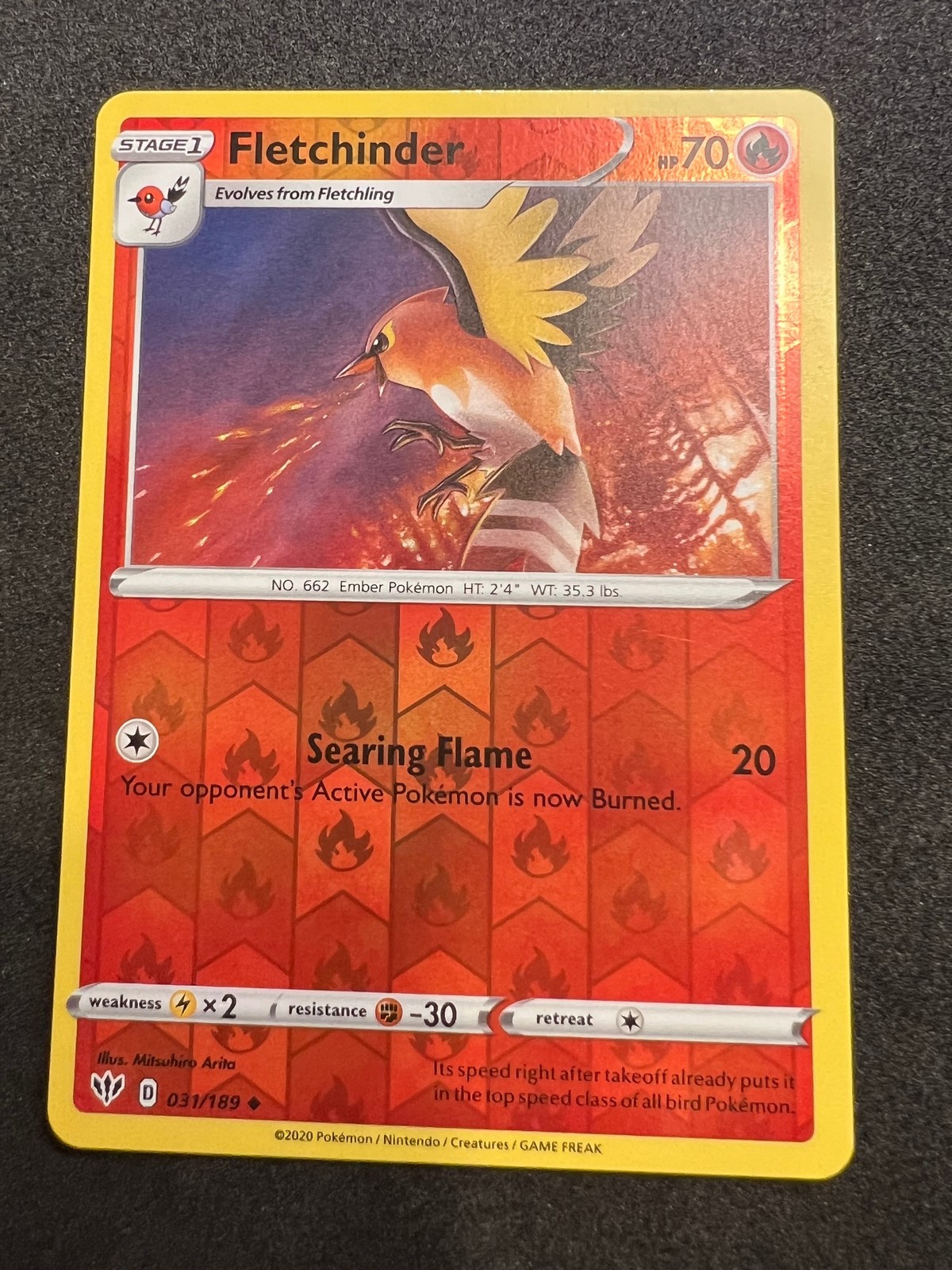 Fletchinder 31/189 Uncommon Darkness Ablaze Pokemon Reverse Holo 2020