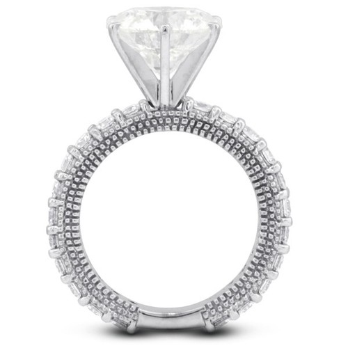 Anillo de oro blanco con diamantes naturales brillantes redondos D SI2 3,21 ctw D SI2 - Imagen 9 de 17