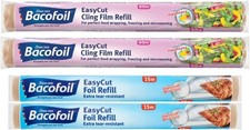 2 x Bacofoil Cling Film Refill Roll 60m x 35cm + 2 x EasyCut Tin Foil Aluminium
