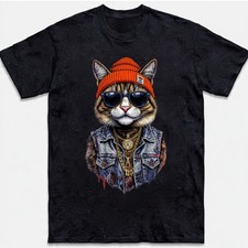 Cool Cat T-Shirt Hip Hop Rapper Kitty Sunglasses Funny Cat Lover Graphic Tee