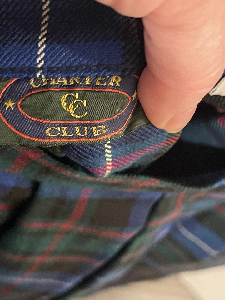 Falda a Cuadros de Lana Charter Club De Colección Talla 8 Verde Azul Navidad Inglaterra Foto 4 de 4