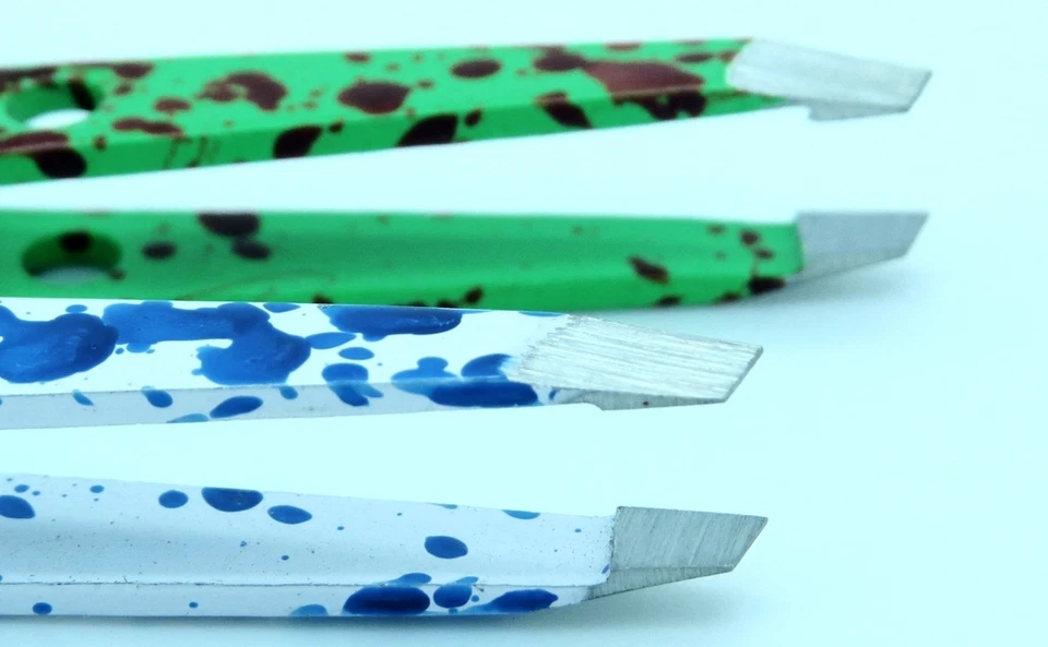 2 Pcs Eyebrow TweezerS Set Useful Stainless Steel Slant Tip Hair Removal tOOLS - Image 2 of 3